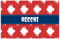 Thumbnail for Personalized Montauk Placemat - Cherry Red and White - Navy Ribbon Frame -  View
