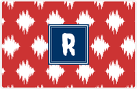 Thumbnail for Personalized Montauk Placemat - Cherry Red and White - Navy Square Frame -  View