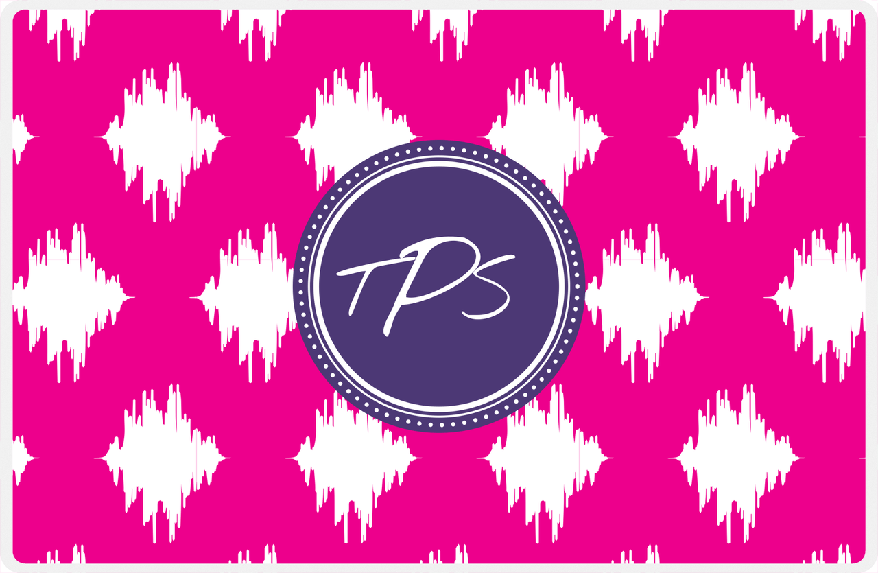 Personalized Montauk Placemat - Hot Pink and White - Indigo Circle Frame -  View
