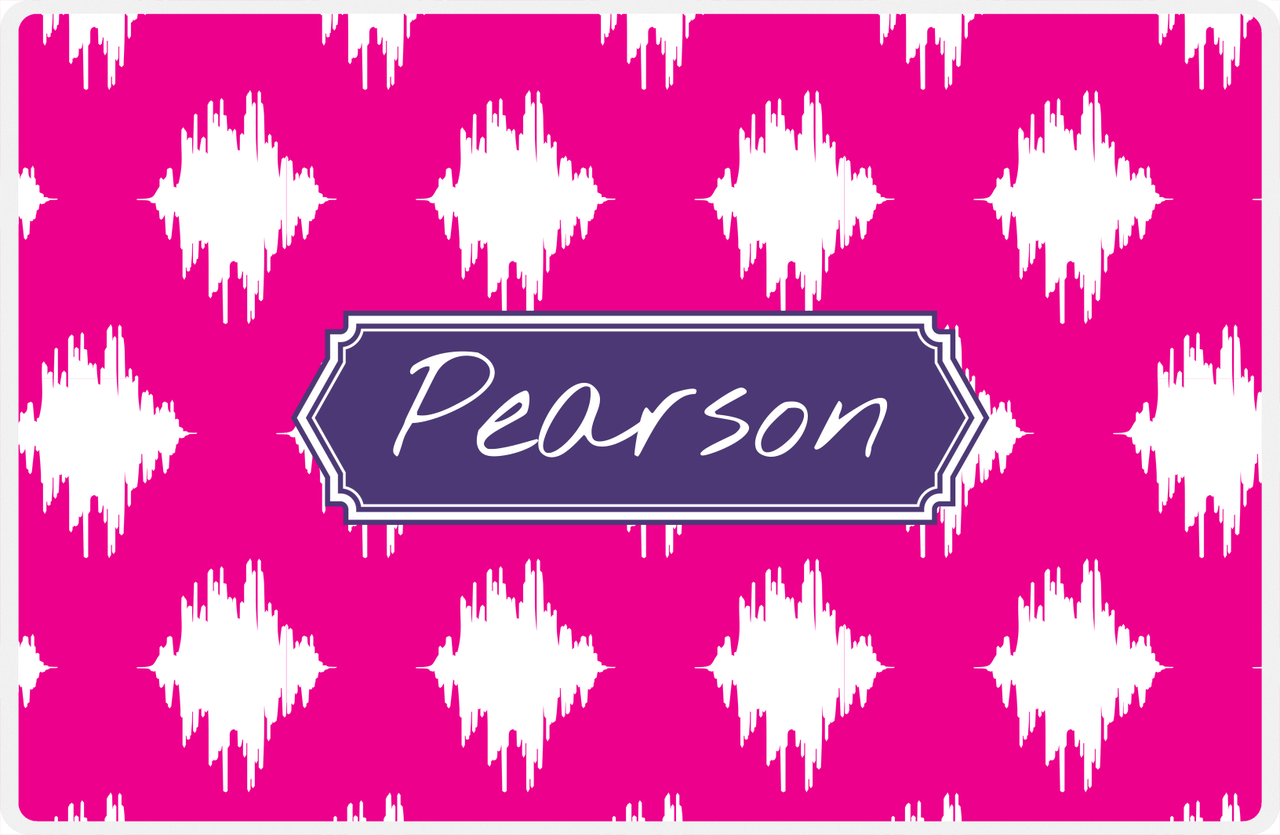 Personalized Montauk Placemat - Hot Pink and White - Indigo Decorative Rectangle Frame -  View