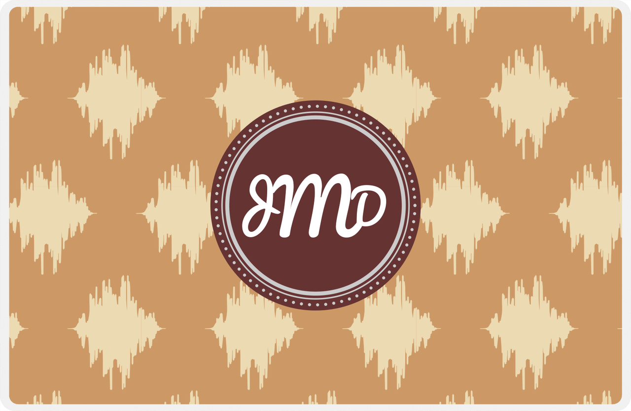 Personalized Montauk Placemat - Light Brown and Champagne - Brown Circle Frame -  View
