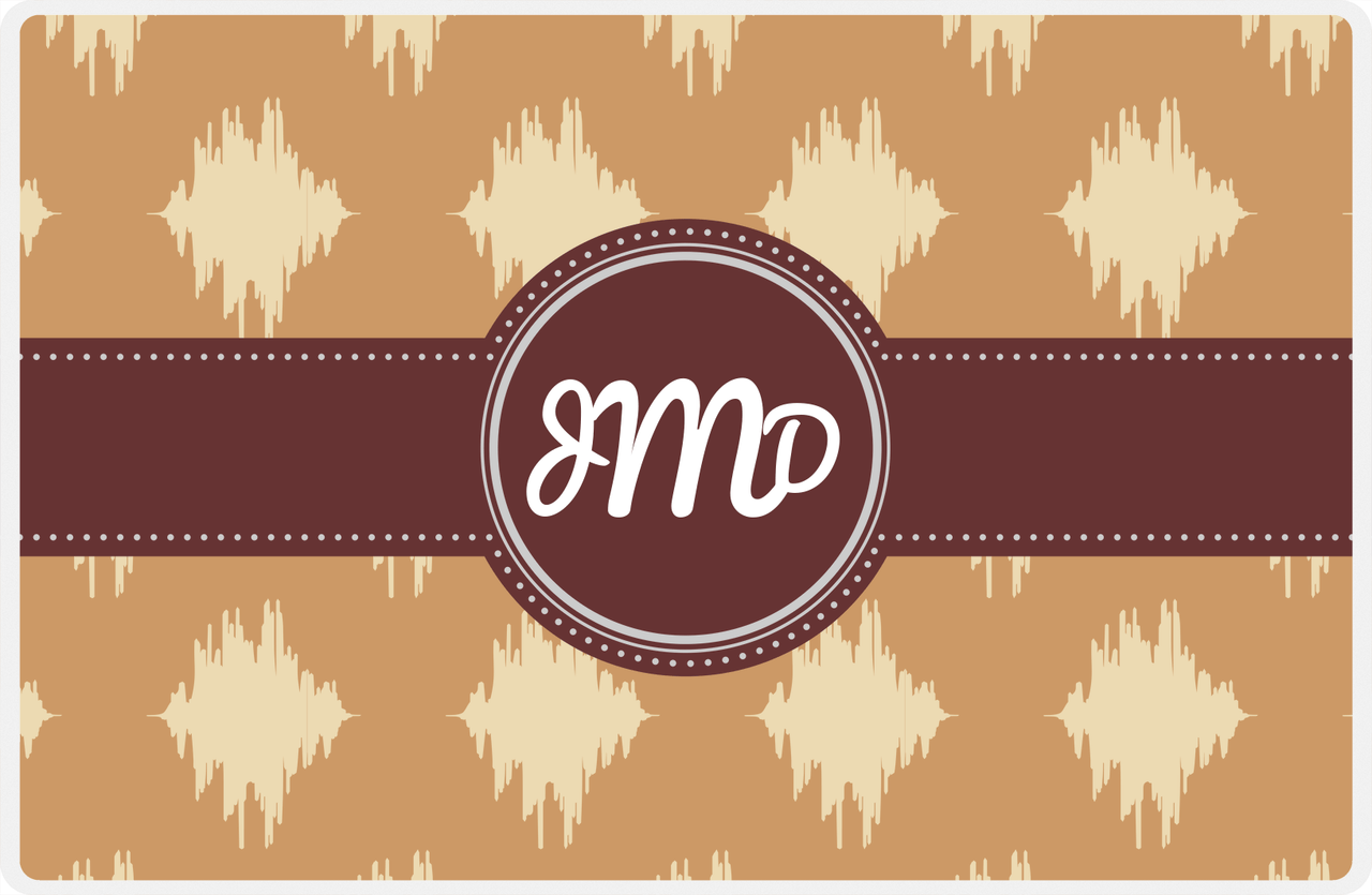 Personalized Montauk Placemat - Light Brown and Champagne - Brown Circle Frame with Ribbon -  View