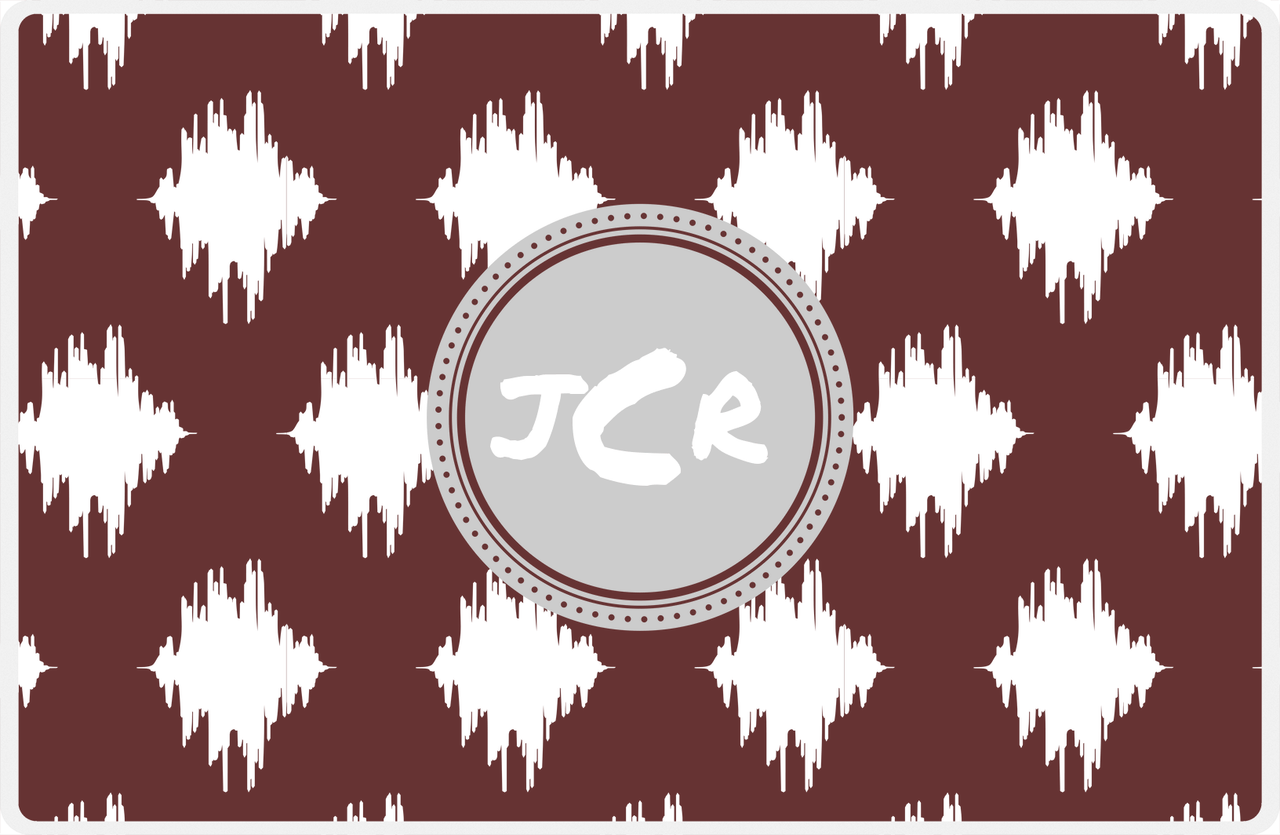 Personalized Montauk Placemat - Brown and White - Light Grey Circle Frame -  View