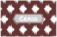 Thumbnail for Personalized Montauk Placemat - Brown and White - Light Grey Decorative Rectangle Frame -  View