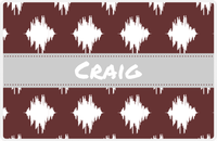 Thumbnail for Personalized Montauk Placemat - Brown and White - Light Grey Ribbon Frame -  View