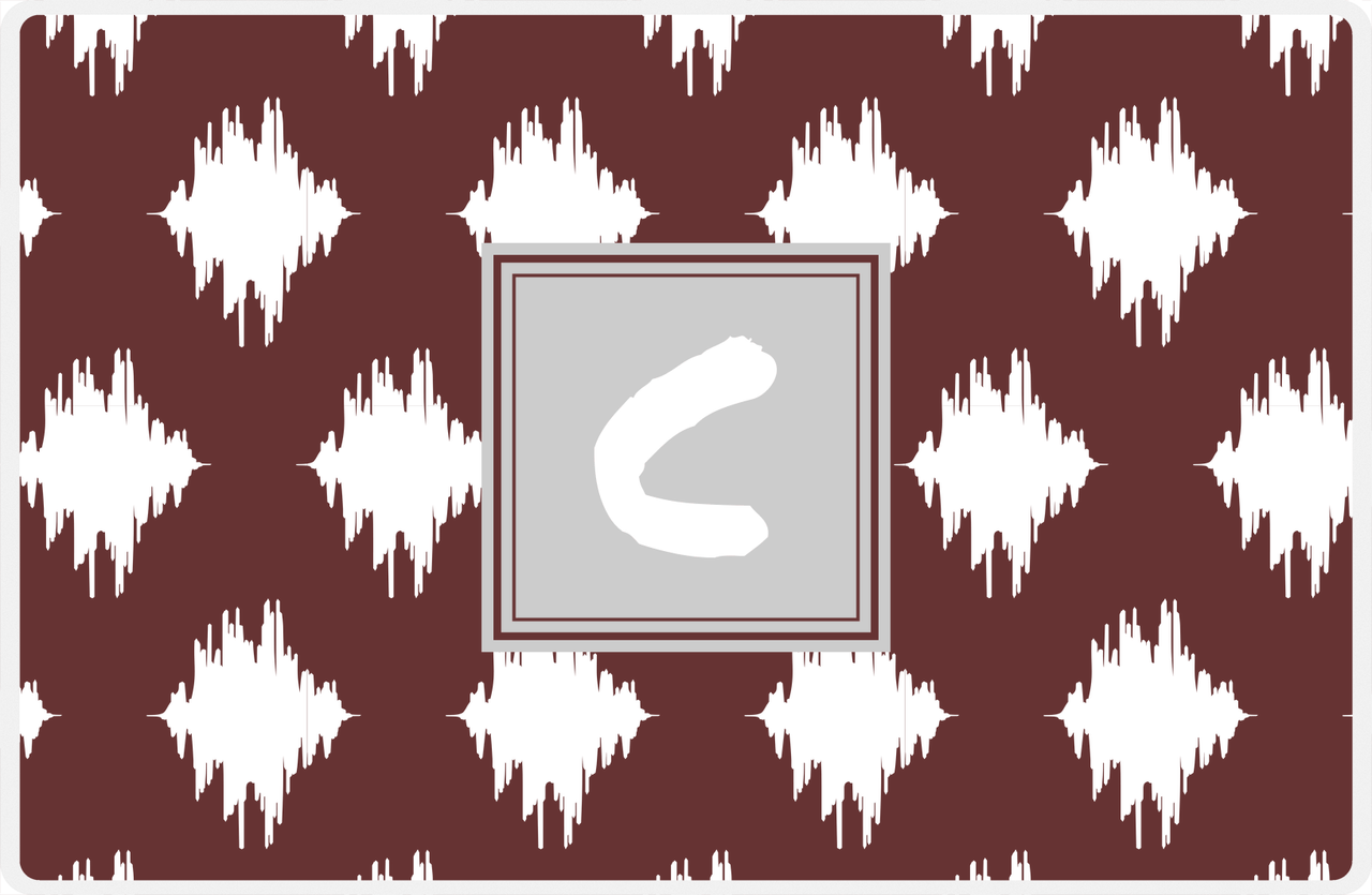 Personalized Montauk Placemat - Brown and White - Light Grey Square Frame -  View