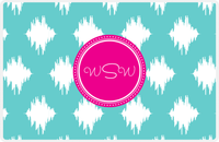 Thumbnail for Personalized Montauk Placemat - Viking Blue and White - Hot Pink Circle Frame -  View
