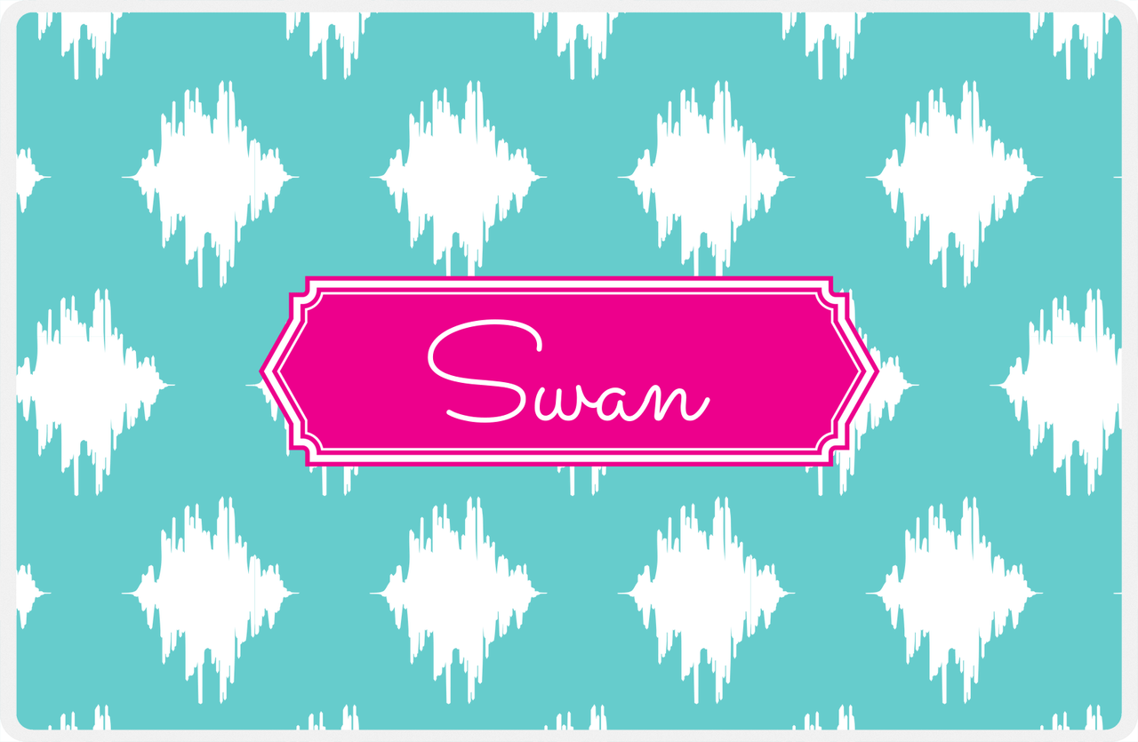 Personalized Montauk Placemat - Viking Blue and White - Hot Pink Decorative Rectangle Frame -  View