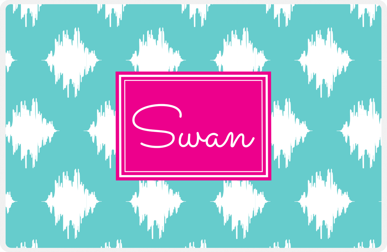 Personalized Montauk Placemat - Viking Blue and White - Hot Pink Rectangle Frame -  View