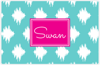 Thumbnail for Personalized Montauk Placemat - Viking Blue and White - Hot Pink Rectangle Frame -  View