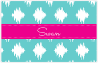Thumbnail for Personalized Montauk Placemat - Viking Blue and White - Hot Pink Ribbon Frame -  View