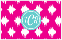 Thumbnail for Personalized Montauk Placemat - Hot Pink and White - Viking Blue Circle Frame -  View