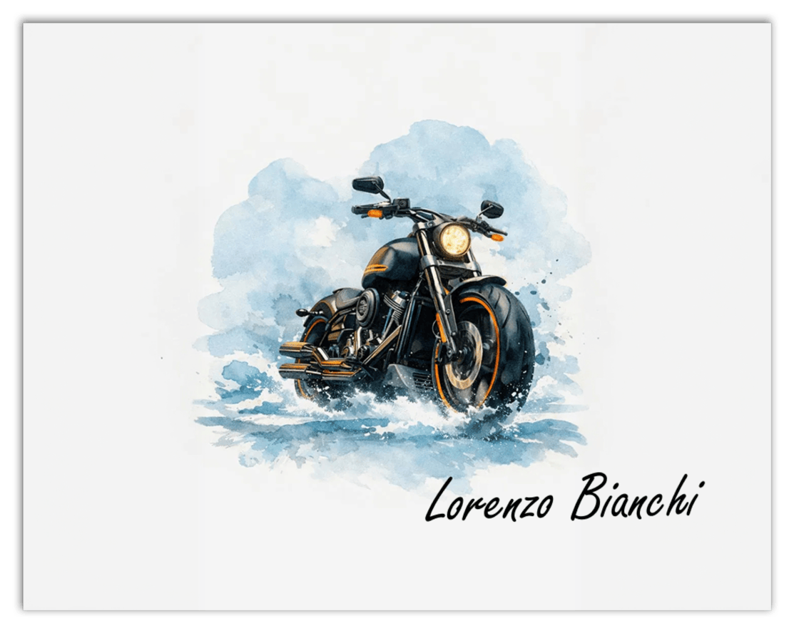 Personalized Motorcycle Wall Art – Turn Your Bike's Photo into a Watercolor Portrait Print with Name, Custom Gifts for Bike Lovers, Cool Decor for Teens, Unique Poster for Living Room, Office, Bedroom - Front View