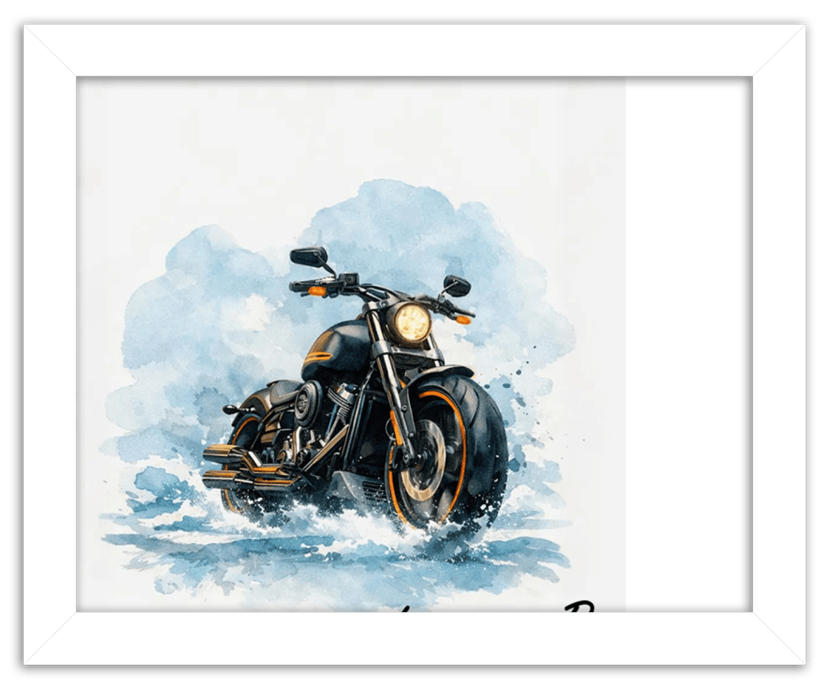 Personalized Motorcycle Wall Art – Turn Your Bike's Photo into a Watercolor Portrait Print with Name, Custom Gifts for Bike Lovers, Cool Decor for Teens, Unique Poster for Living Room, Office, Bedroom - Front View