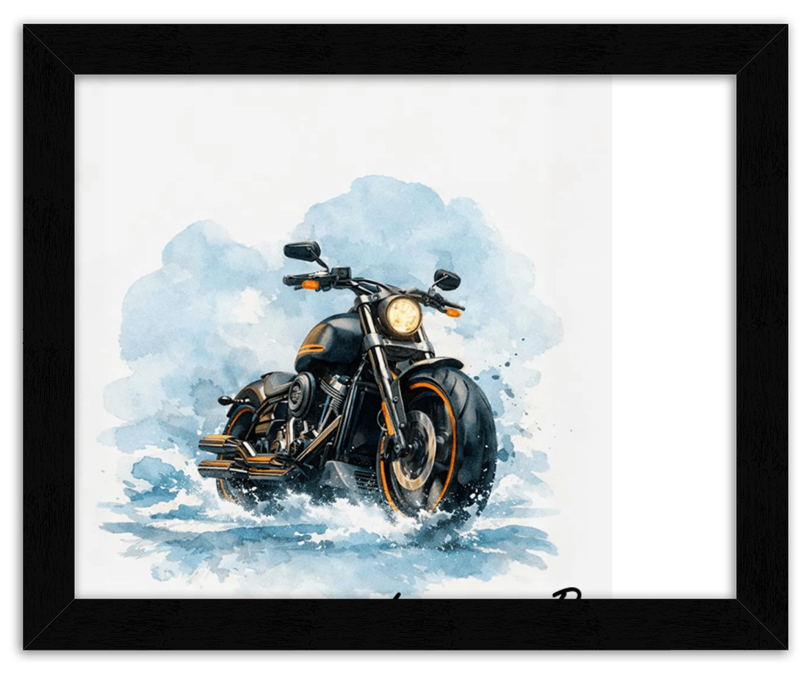 Personalized Motorcycle Wall Art – Turn Your Bike's Photo into a Watercolor Portrait Print with Name, Custom Gifts for Bike Lovers, Cool Decor for Teens, Unique Poster for Living Room, Office, Bedroom - Front View