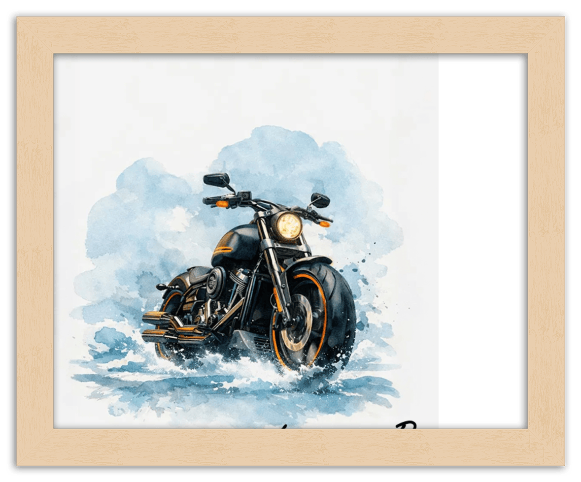 Personalized Motorcycle Wall Art – Turn Your Bike's Photo into a Watercolor Portrait Print with Name, Custom Gifts for Bike Lovers, Cool Decor for Teens, Unique Poster for Living Room, Office, Bedroom - Front View