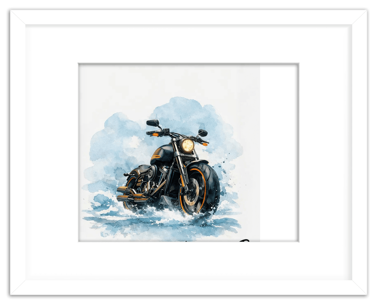 Personalized Motorcycle Wall Art – Turn Your Bike's Photo into a Watercolor Portrait Print with Name, Custom Gifts for Bike Lovers, Cool Decor for Teens, Unique Poster for Living Room, Office, Bedroom - Front View
