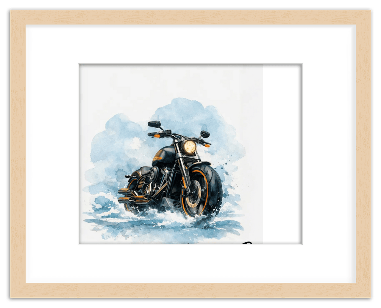 Personalized Motorcycle Wall Art – Turn Your Bike's Photo into a Watercolor Portrait Print with Name, Custom Gifts for Bike Lovers, Cool Decor for Teens, Unique Poster for Living Room, Office, Bedroom - Front View