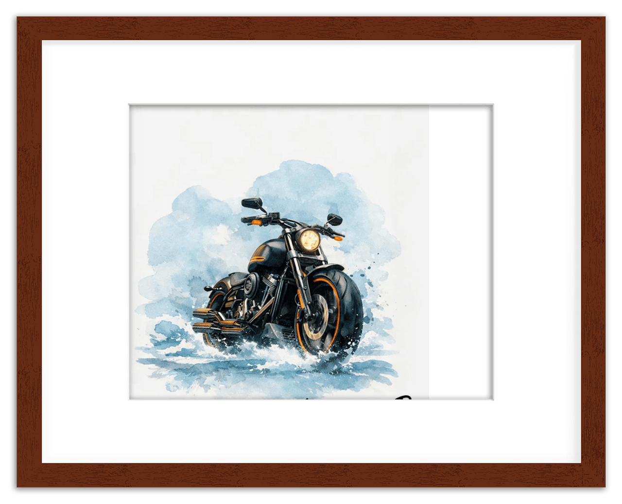 Personalized Motorcycle Wall Art – Turn Your Bike's Photo into a Watercolor Portrait Print with Name, Custom Gifts for Bike Lovers, Cool Decor for Teens, Unique Poster for Living Room, Office, Bedroom - Front View