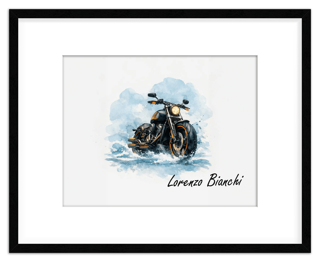 Personalized Motorcycle Wall Art – Turn Your Bike's Photo into a Watercolor Portrait Print with Name, Custom Gifts for Bike Lovers, Cool Decor for Teens, Unique Poster for Living Room, Office, Bedroom - Front View