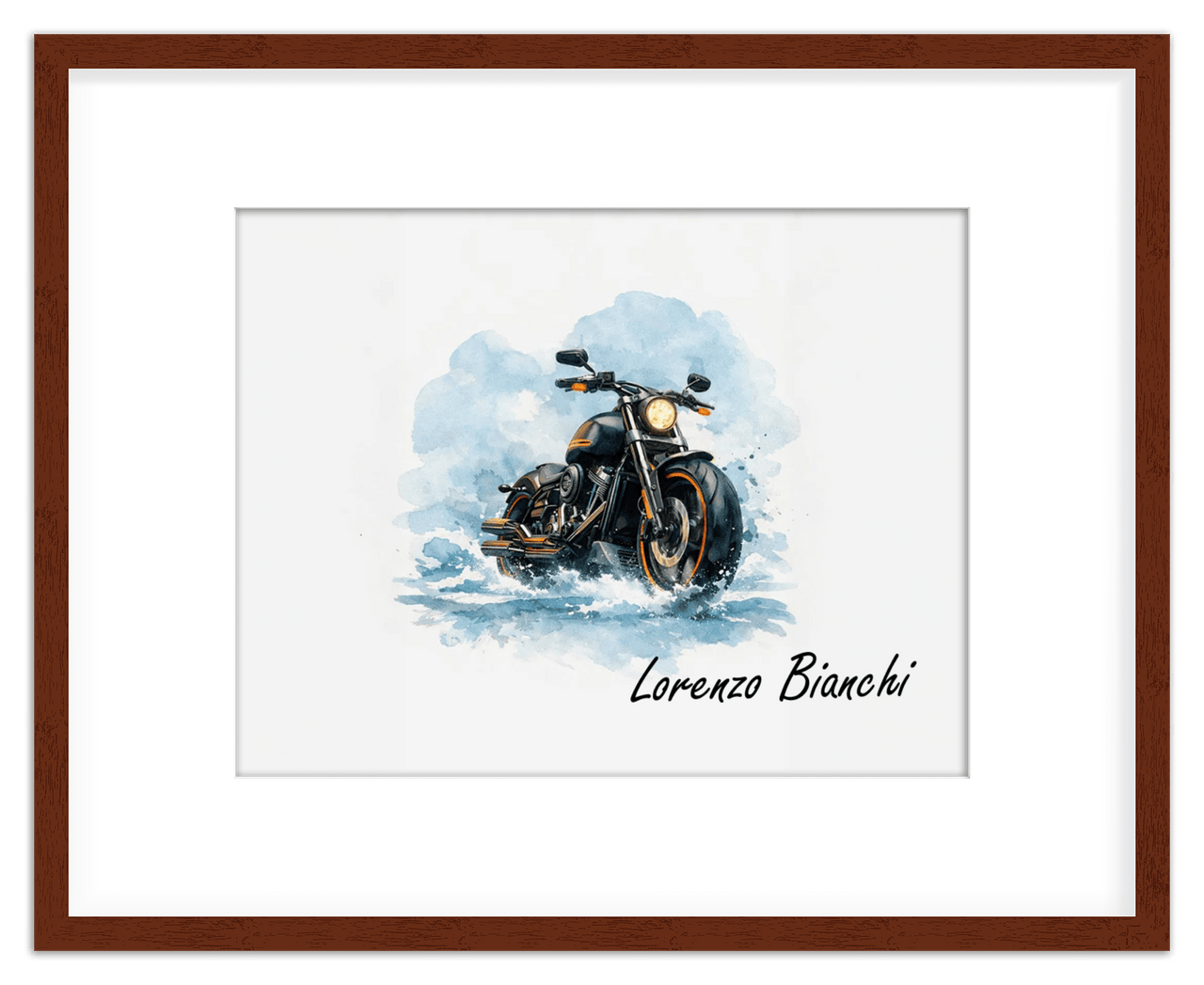 Personalized Motorcycle Wall Art – Turn Your Bike's Photo into a Watercolor Portrait Print with Name, Custom Gifts for Bike Lovers, Cool Decor for Teens, Unique Poster for Living Room, Office, Bedroom - Front View