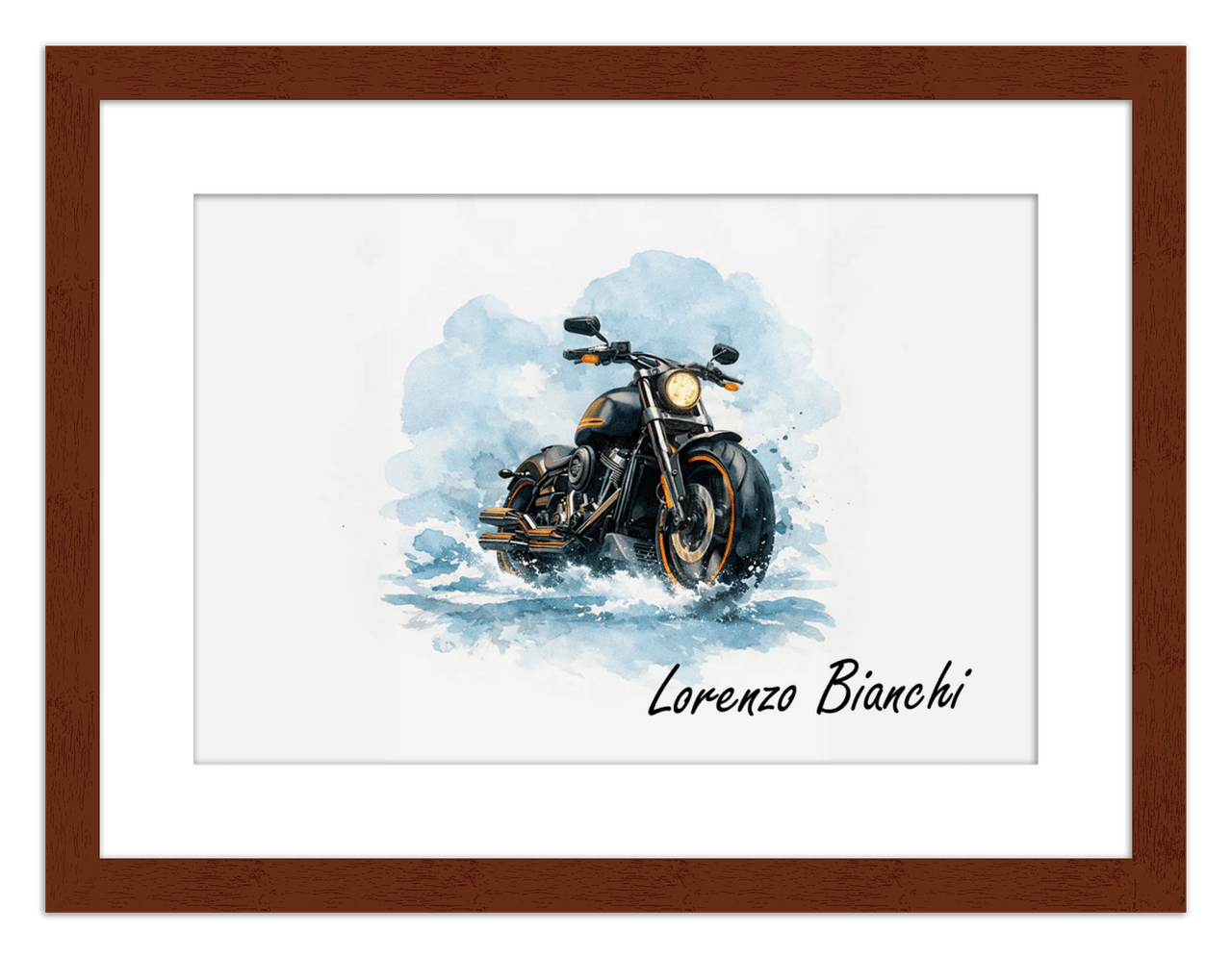 Personalized Motorcycle Wall Art – Turn Your Bike's Photo into a Watercolor Portrait Print with Name, Custom Gifts for Bike Lovers, Cool Decor for Teens, Unique Poster for Living Room, Office, Bedroom - Front View