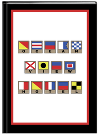 Thumbnail for Personalized Nautical Flags Journal - Black and Red - Flags with Light Brown Frames - Front View