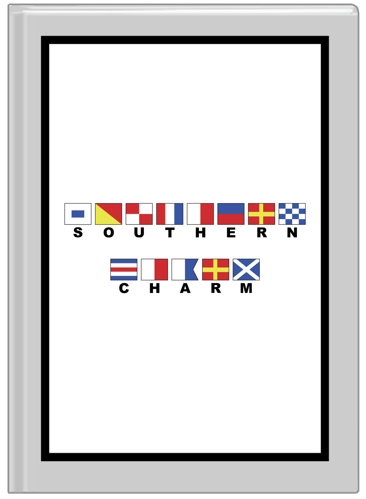 Personalized Nautical Flags Journal - Grey and Black - Flags with Large Letters - Front View