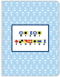 Thumbnail for Personalized Nautical Flags Notebook with Anchors - Blue and Navy - Flags with Large Letters - Front View