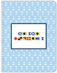 Thumbnail for Personalized Nautical Flags Notebook with Anchors - Blue and Navy - Flags without Letters - Front View