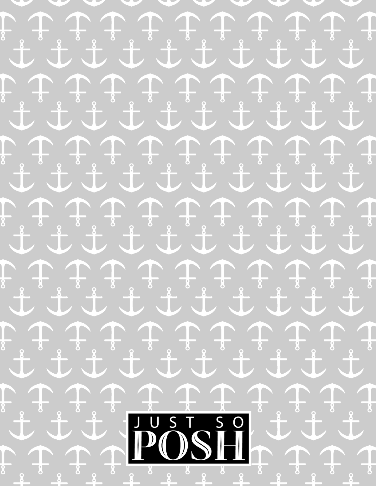 Personalized Nautical Flags Notebook with Anchors - Grey and Black - Flags with Light Brown Frames - Back View