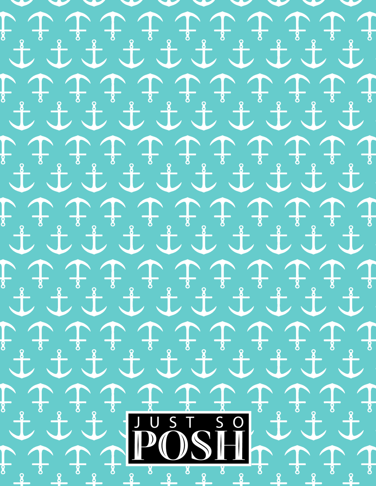 Personalized Nautical Flags Notebook with Anchors - Teal and Pink - Flags without Letters - Back View