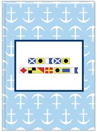 Thumbnail for Personalized Nautical Flags Journal with Anchors - Blue and Navy - Flags without Letters - Front View