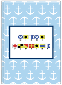 Thumbnail for Personalized Nautical Flags Journal with Anchors - Blue and Navy - Flags with Small Letters - Front View