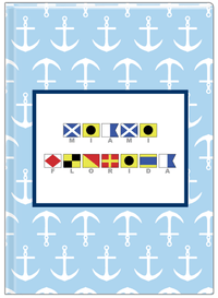 Thumbnail for Personalized Nautical Flags Journal with Anchors - Blue and Navy - Flags with Grey Letters - Front View