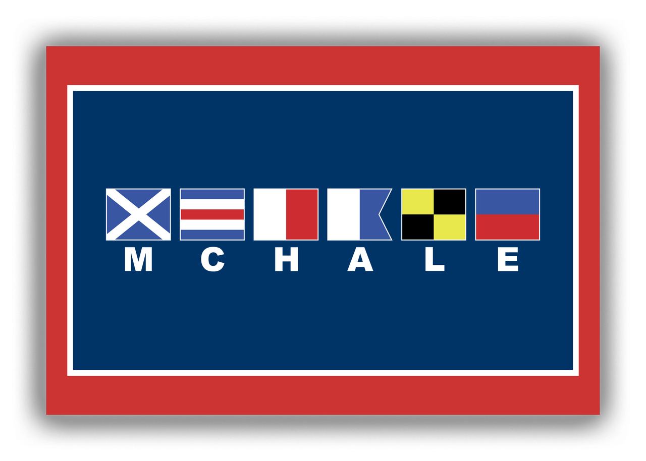 Personalized Nautical Flags Canvas Wrap & Photo Print - Red and Navy - Flags with Large White Letters - Front View