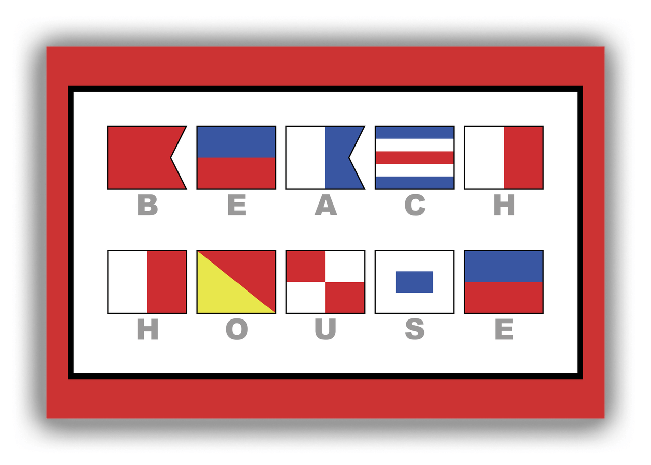 Personalized Nautical Flags Canvas Wrap & Photo Print - Red and Black - Flags with Grey Letters - Front View