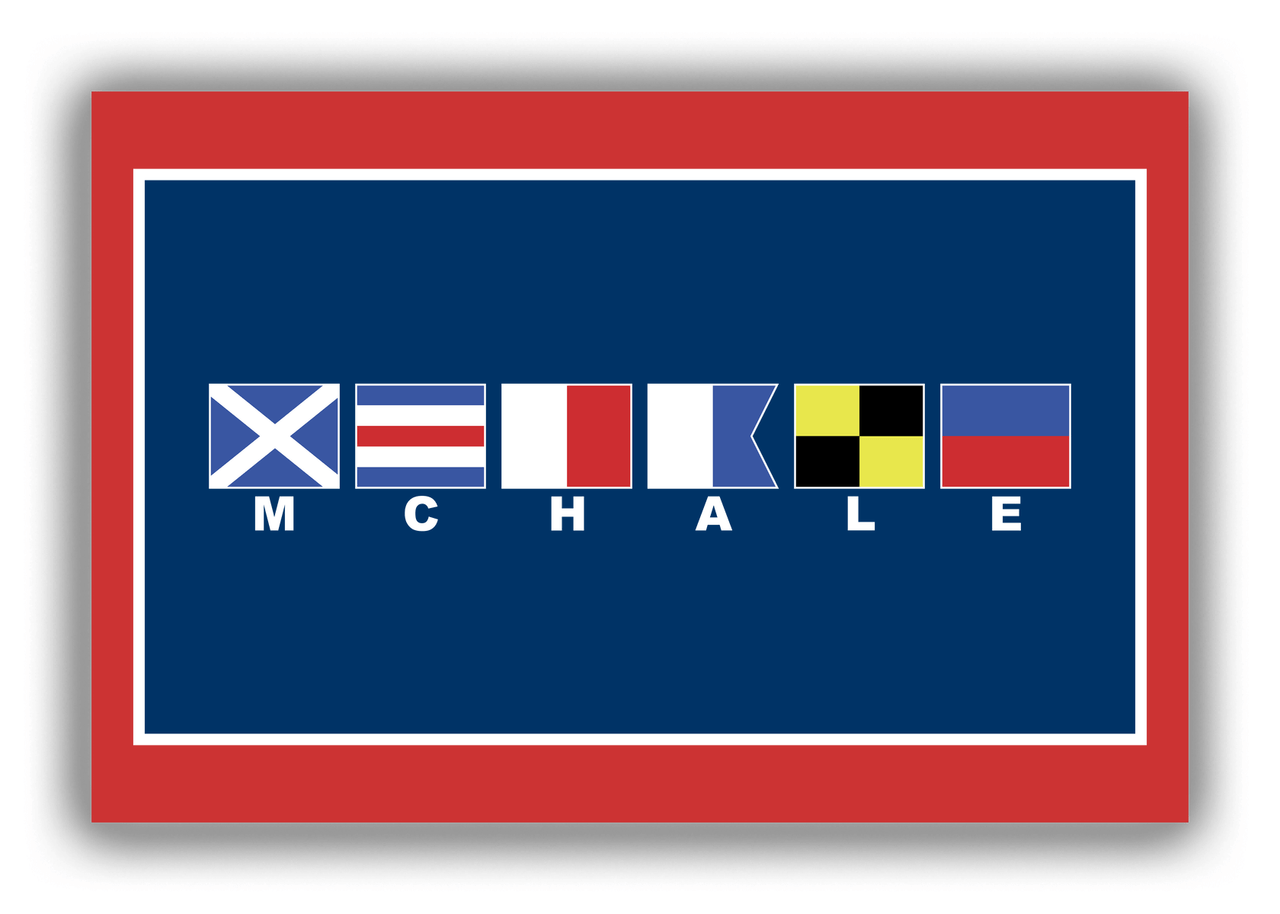 Personalized Nautical Flags Canvas Wrap & Photo Print - Red and Navy - Flags with Small White Letters - Front View