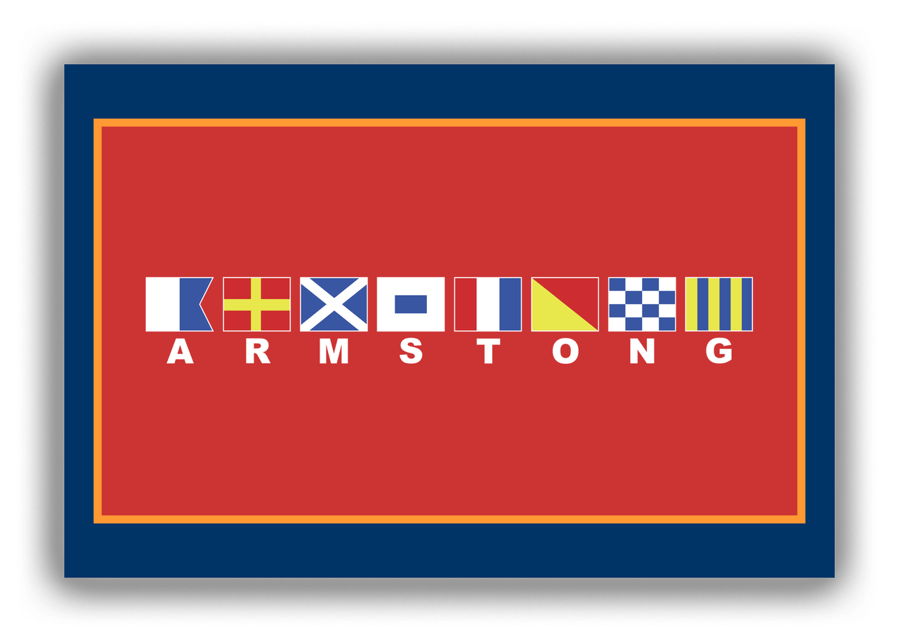 Personalized Nautical Flags Canvas Wrap & Photo Print - Navy and Red - Flags with Large White Letters - Front View