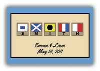 Thumbnail for Personalized Nautical Flags Canvas Wrap & Photo Print III - Blue and Tan - Flags with Light Brown Frames - Front View