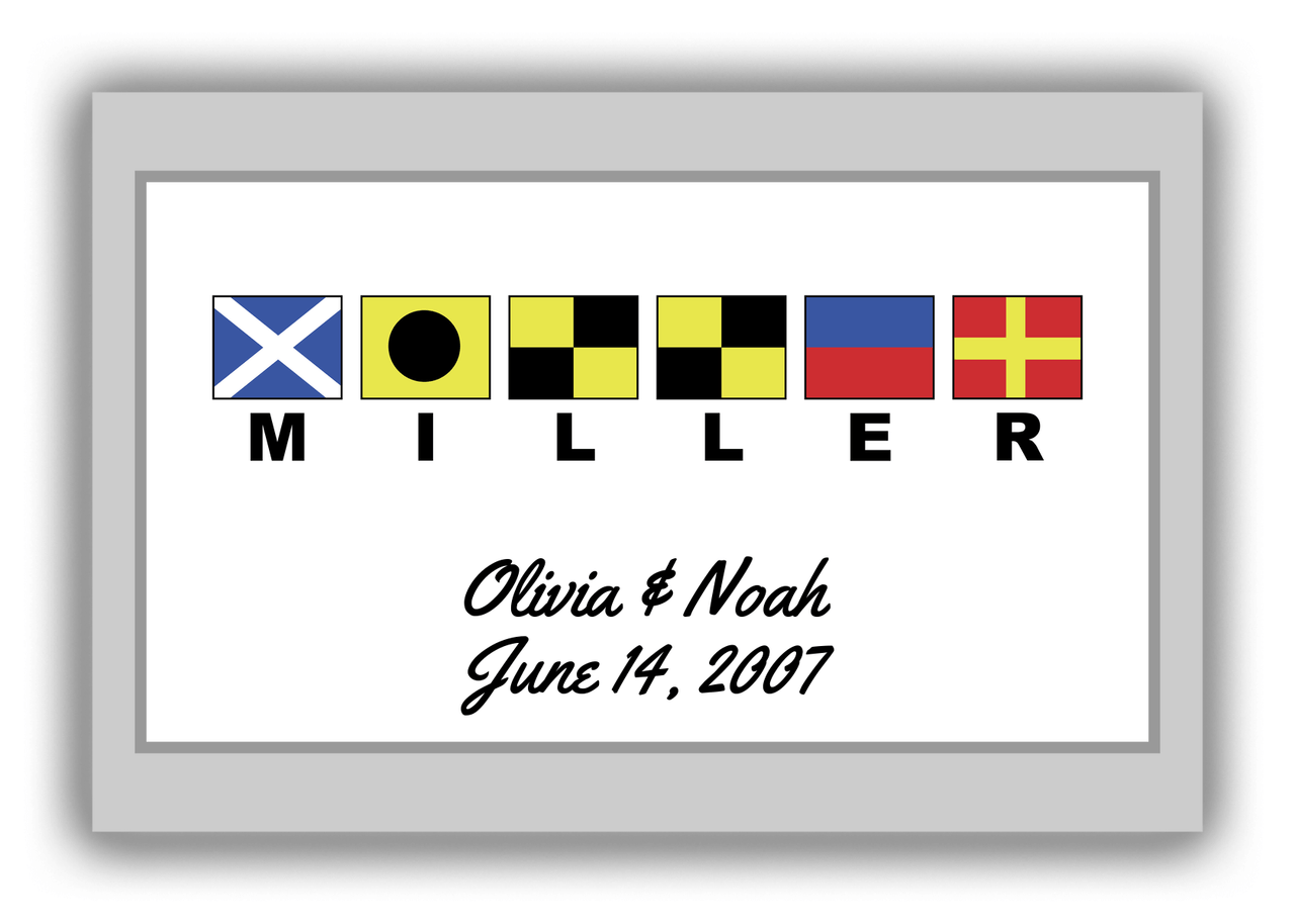 Personalized Nautical Flags Canvas Wrap & Photo Print III - Grey and White - Flags with Large Letters - Front View