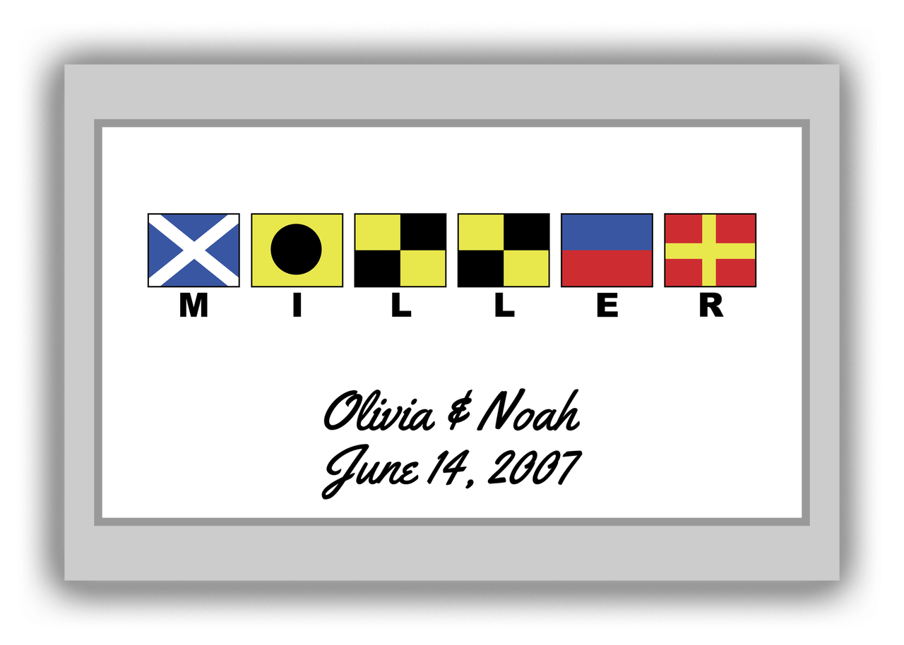 Personalized Nautical Flags Canvas Wrap & Photo Print III - Grey and White - Flags with Small Letters - Front View