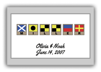 Thumbnail for Personalized Nautical Flags Canvas Wrap & Photo Print III - Grey and White - Flags with Light Brown Frames - Front View