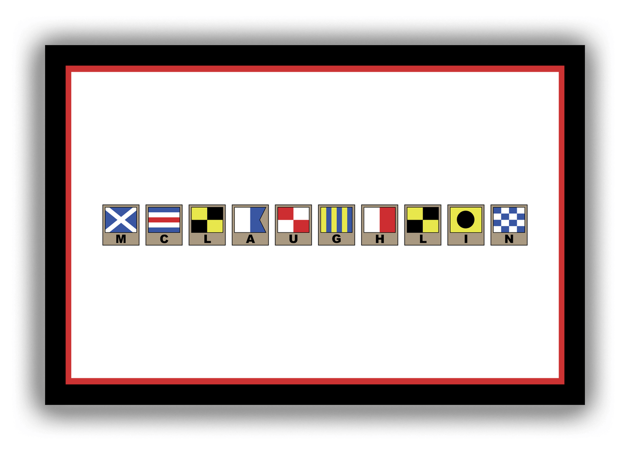 Personalized Nautical Flags Canvas Wrap & Photo Print - Black and Red - Flags with Light Brown Frames - Front View