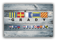 Thumbnail for Personalized Nautical Flags Wood Grain Canvas Wrap & Photo Print - Two Text Areas - Blue Wash Wood - Front View