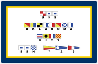 Thumbnail for Personalized Nautical Flags Placemat - Navy Blue and Gold - Flags with Large Letters -  View