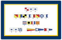 Thumbnail for Personalized Nautical Flags Placemat - Navy Blue and Gold - Flags with Grey Letters -  View