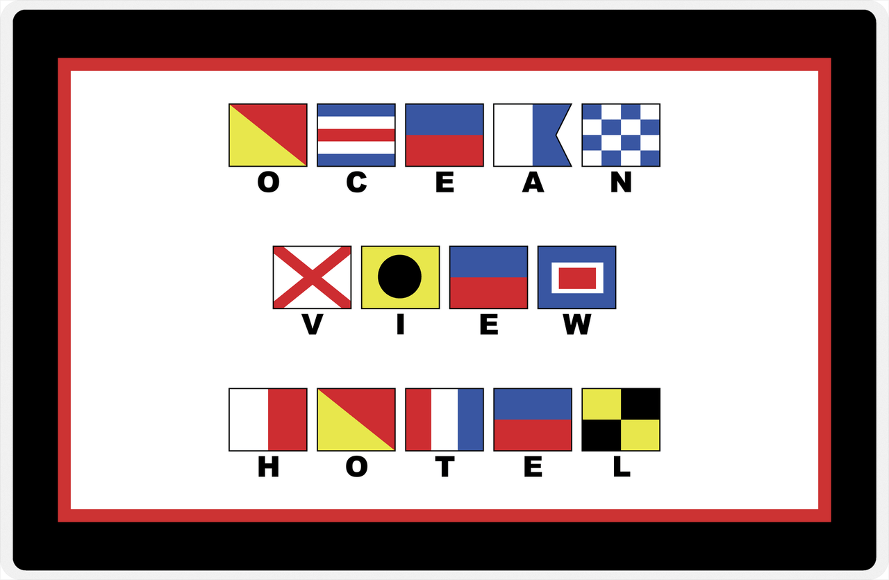 Personalized Nautical Flags Placemat - Black and Red - Flags with Small Letters -  View