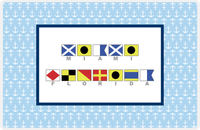 Thumbnail for Personalized Nautical Flags Placemat with Anchors - Blue and Navy - Flags with Grey Letters -  View