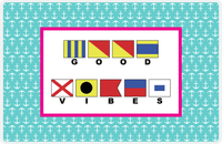 Thumbnail for Personalized Nautical Flags Placemat with Anchors - Teal and Pink - Flags with Small Letters -  View